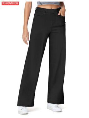 Women's Wide Leg Pull On Jeans Stretchy Denim Pants